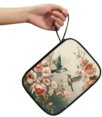 BYCHECAR Kolibri-Uhrenarmband-Etui für Damen, Blumen-Uhrenarmband-Organizer, kompatibel mit 12 Apple Watch-Bändern und anderem Zubehör, tragbarer Uhrenarmband-Halter, Aufbewahrungs-Tragetasche