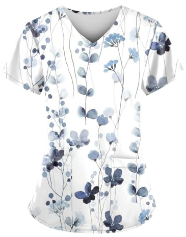Saymany Kittel Damen Berufskleidung, Kittel Kasack Damen Damen Kasack Pflege Tunika Damen Elegant Kasacks Damen Pflege, Kasacks Damen Pflege Weiß Kasaks Altenpflege Damen(1-Blue,M