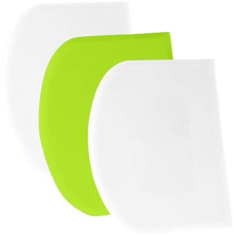 SURDOCA Dough Scraper Bench Scraper - 3P 7.1x4.9 Plastic Flexible Bowl Scraper, Sharp Edge & Angles Cake Scraper. Non-Slip Bakeware Decorating Tools Sculpting & Modeling Tools - White+Green+White