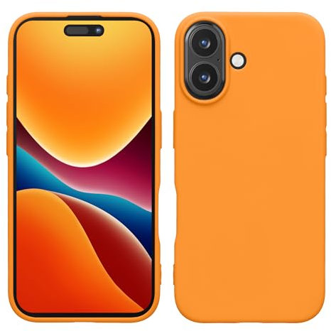 kwmobile Case Compatible with Apple iPhone 16 Case - Soft Slim Protective TPU Silicone Cover - Fruity Orange