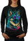 Wellcoda Cyber Synthwave Hund Hippie Kühlen Sweatshirt für Damen Schwarz XL