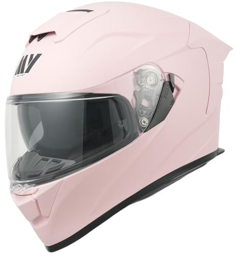 MY Casque de Moto intégral avec visière Pare-Soleil pour Homme et Femme, Homologation ECE 22.06, modèle MY-936 (Rose Mat, M)
