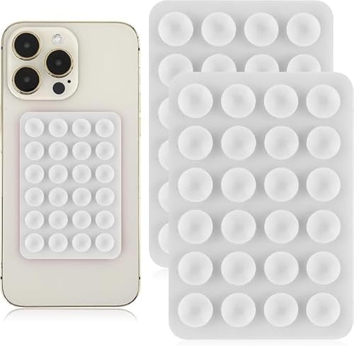 2 Pcs Silicone Suction Phone Case Adhesive Mount, Suction Phone Case Mount Anti-Slip Hands-Free Mobile Accessory Phone Accessory Holder (White)