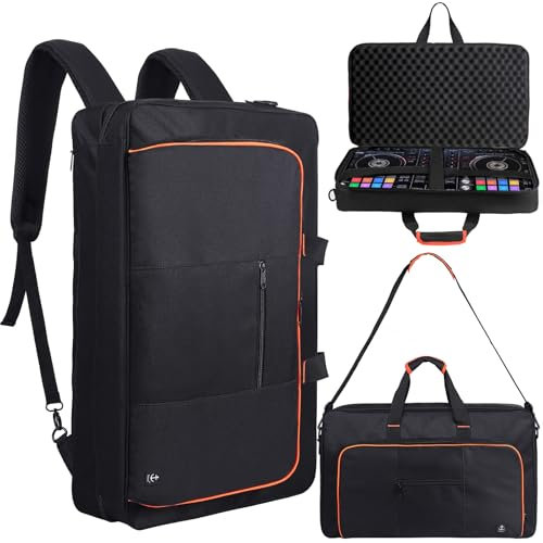 DJ Controller Case for DDJ-FLX4/ 200/400/SR2/REV1 Numark Party Mix 2/Mixtrack Platinum FX With Thick EVA Padding, Adjustable Shoulder Strap,Fits Up to 15.6 Laptops– Perfect for DJ and Music Producers