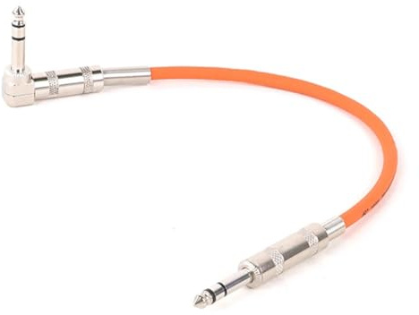 Guitar Audio Cable 6.35mm To 6.35mm Stereo Output Cord 6.5 To 1/4'' Straight To Right Angle Speaker Amp Cable For Guitar Keyboard(Orange,0.3)