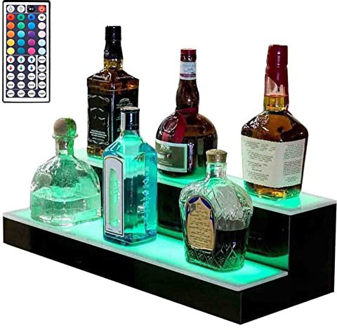 Miuxe Beleuchtetes Flaschenregal, 2/3-stufige Acryl-LED-beleuchtete Likörflaschen-Ausstellung, Bar-Weinflaschen-Ausstellung, Alkohol-Regal Für Zuhause, Bar, Wohnzimmer, Zubehör Und Dekoration