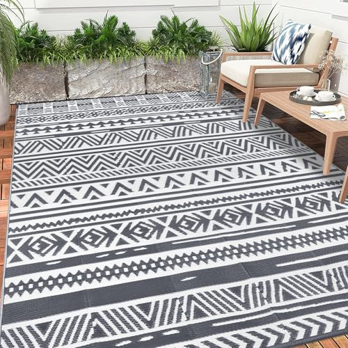 Enyhom Faltbare Outdoorteppich Groß 240 x 300 cm, Plastik Wende Außenteppich Bodenmatte, Wasserfest Picknickdecke RV Camping Teppich Garten Balkon Indoor Teppich Terrassenteppich