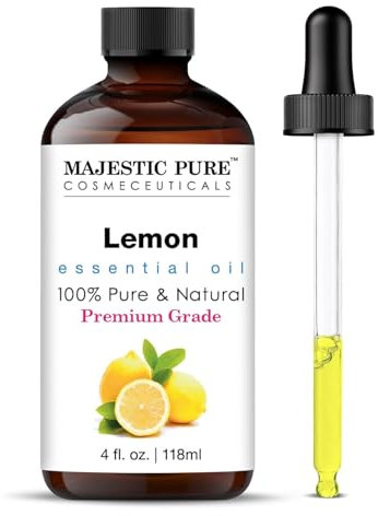 MAJESTIC PURE Lemom Oil Essential Oil | 100% Pure and Natural Oil | Premium Grade Essential Oils for Hair Care, Home Diffusers, Skin, Aromatherapy, Massage and Humidifiers | 118 ml