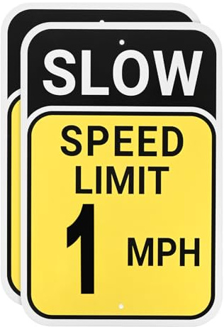 M METERXITY 2 Stück Geschwindigkeitsbegrenzung 1 MPH Schild, 12 x 8 Aluminium Wetterfest Wasserdicht Verkehr Straßenschilder mit 2 Vorbohrungen für den Außen/Innenbereich Metallstraßenschild