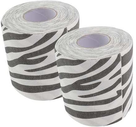 BEBEMOKO 2pcs Zebra Print Toilet Paper Sturdy Soft Rolls with Textured Surface for Bathroom and Party Use