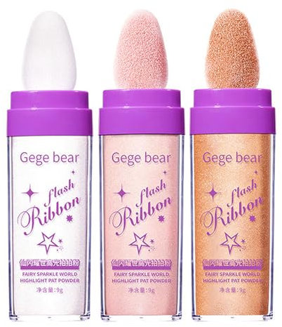 Highlighter Patting Powder,Highlighter Powder Stick, Glitter Patting Powder,Fairy Highlighter Powder Stick,Body Brightening Shimmer Sparkle für Gesicht,Augen,Lippen, Haare,Körper,Glow Cosmetics