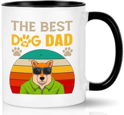 Joymaking Funny Mug Dog Dad Gifts for Men Dog Lover Gifts Coffee Cup for Birthdays, Father’s Day Christmas, 11 oz Black