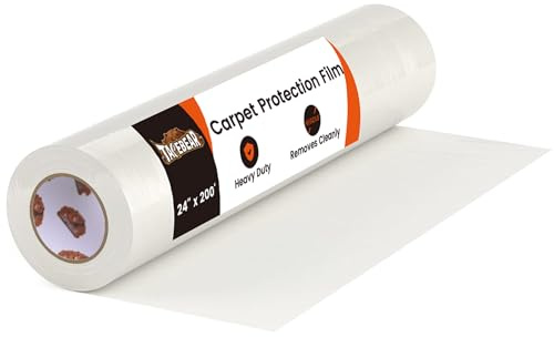 TAPEBEAR Carpet Protection Film 60cm x 60m, Self Adhesive Plastic Carpet Protector