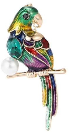 Bunte Papagei Vogel Brosche für Damen, Böhmische süße Papagei tropischen Tier Brosche Anstecknadel für Frauen Hut Tasche Anzug Kleid Zubehör Schmuck