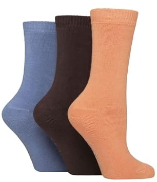 SockShop Ladies Cushioned Plain Bamboo Boot Socks Soft and Breathable Pack of 3