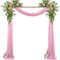 BEELUKY Querbehang Freihanddeko Hellrosa 75 x 800cm Hochzeit Vorhang Hochzeitsbogen Gardinen mit 22 m Satinband Querbehang Transparente Kulissenvorhänge für Hochzeit Deko Fotografie Party