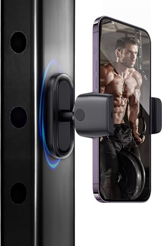 Kenmohuo Magnetic Phone Holder Gym, Adjustable Magnet Phone Mount, Portable Mount for GYM for 4-6 Smartphones with Alloy Base & Non-slip Design, Compatible for iosphone Series Android Devices