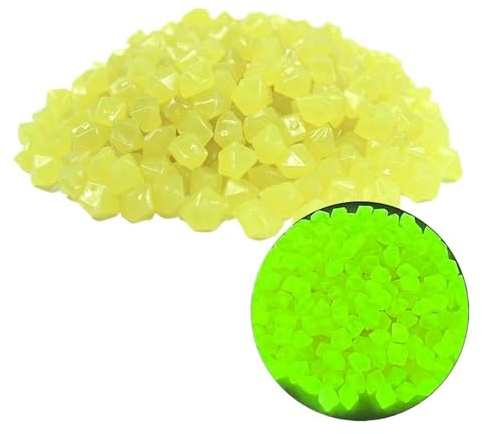 200 Stück leuchtende Steine für Aquarium, Aquarium, Ornamente, im Dunkeln leuchtende Kieselsteine, for den Außenbereich, Hof, Rasen, Weg, Gehwege, Dekorationen FüR BlumentöPfe Und Aquarien(Yellow)