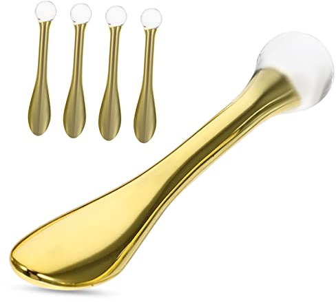 LALADEFIEE Kleiner Löffel für Augencreme 5 Stück aus Polypropylen Gelber Professioneller Augencreme Applikator zum Massieren von Augen und Gesicht Fördert Cremeaufnahme für Salon