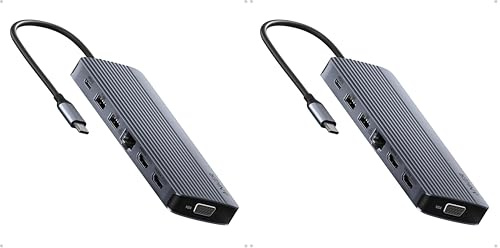 Anker Laptop Docking Station, 14 in 1 USB C Hub, Triple Display with 2 x 4K HDMI, 1080p VGA, 80W Power Delivery, 5Gbps USB-A/C Data Ports, Dell XPS and More (Charger not Included) (Pack of 2)