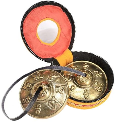 Gong-Instrument | Gong, Mantra, tibetische Glocken mit Etui, Tingsha-Becken, Meditationsglocken, 2, 5 Instrument für Achtsamkeit, Yoga und Klang