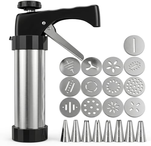 LOUKAII Spritz Cookie Press Gun Set with 24 piece