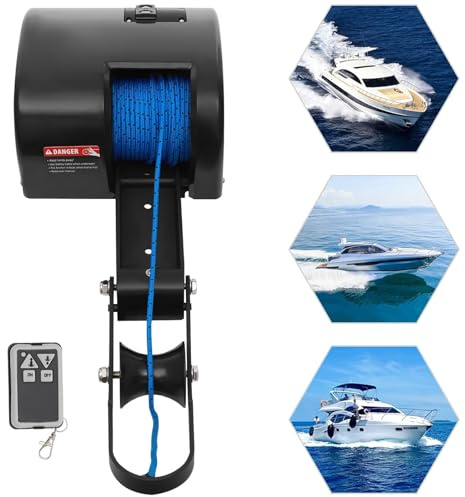 Electric Boat Anchor Winch Kit - 35 LBS Marine Windlass System with Remote Control for Fishing and Pontoon Boats