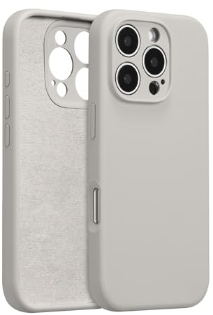 ZTOFERA Liquid Silicone Case for iPhone 16 Pro Max (6.9), Stone Grey | Anti-Scratch Soft Microfiber Lining, Fresh Solid Color, Lightweight, Full Camera Protection, Shockproof Protective Cover