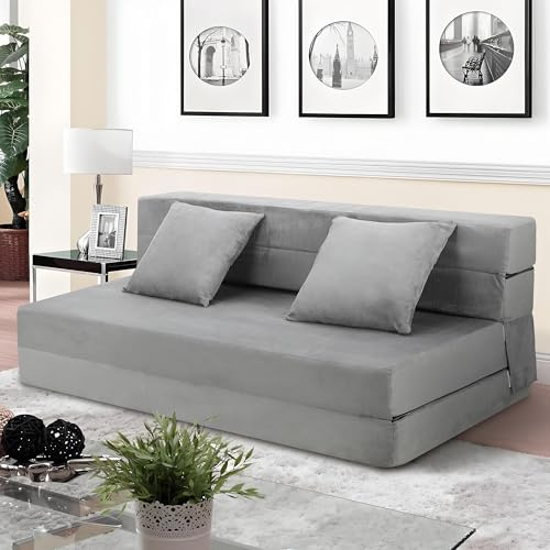 Garvee Sofá Cama Plegable con Almohadas, Sillón Cama Convertible, Sofá Futón Moderno, Sillón Cama Plegable De Espuma Viscoelástica, Cama De Invitados para Sala De Estar y Oficina En Casa.