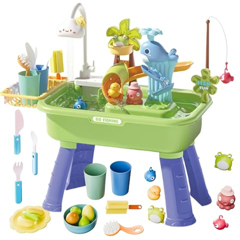fbgnfihi Kids Water Table, Electric Play Sink With Running with Removable Legs, Water Play Table with Pump and 180° Rotating Faucet, for Boys Girls Ages 4-8 Backyard Yard Garden Outdoor Pool