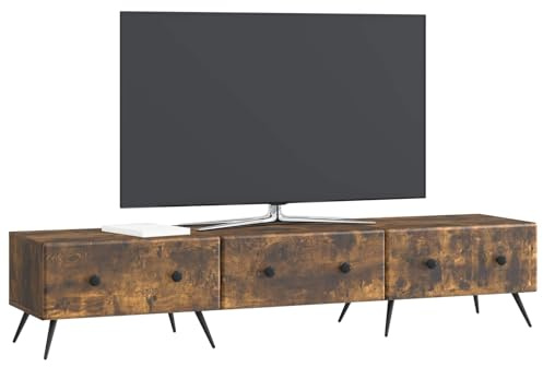 vidaXL TV-Schränk Geräucherte Eiche 147 x 34,5 x 30 cm Holzwerkstoff, Moderner Wohnraum, rechteckiges Entertainment Center, stylische Medieneinheit, viel Stauraum, platzsparende Lösung