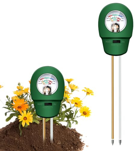 Bodentester, 2026 Neu Bodentest Messgerät 3-in-1,Bodenmessgerät für Feuchtigkeit, Licht und pH,Boden-Feuchtigkeitsmessgerät für Rasen,Garten, Balkon Blumen und Pflanzen,kein Batterien erforderlich