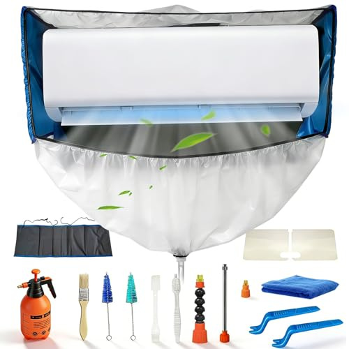 kikepilm kit entretien climatisation, kit de nettoyage climatisation split pour Climatiseur (Bleu et blanc transparent, Type Z)