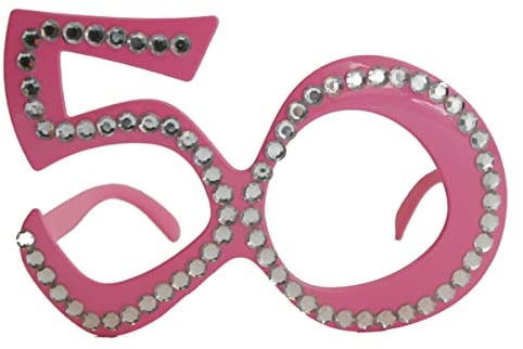 Glasses Novelty 50th Birthday Pink, Plastic Fancy Dress Glasses