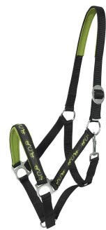 PFIFF 101925 Kunststoffhalfter Mondena, Pferdehalfter Halfter, Schwarz-Grün, Pony