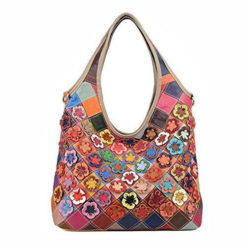 Eysee Handtasche Damen Leder-Umhängetasche Damenhandtasche Henkeltaschen Schultertasche aus echtem Leder bunt (Nr. MUL-LD-12)