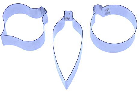 Christmas Bauble Set of 3 - Stainless Steel Sugarcraft Cutters 33x30mm, 32x33mm and 50x19mm - Valley Cutter Company