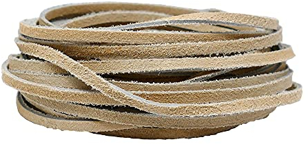 3mm Flat Real Leather Camel 2 Metres, Suede Thong Cord String, Necklace/Bracelet