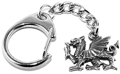 Small Welsh Dragon Pewter Keyring (Comes in Gift pouch, Made in The UK)