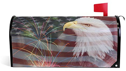 Wamika - Cassetta delle Lettere Magnetica, Motivo: Bandiera Americana, con Aquila Calva, 4 luglio, per Cassette postali, per Giardino, Cortile, Decorazione per la casa, Dimensioni Standard 53 cm