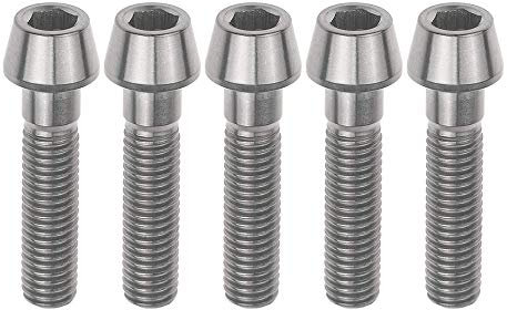 Ruifu Lot de 5 boulons à tête hexagonale M8 x 15 20 25 30 35 40 45 50 mm en titane Gr5 conique Pas 1,25 mm DIN912 Ultraléger Lot de 5 (M8 x 30 mm, titane)