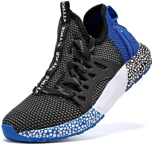 VITIKE Jungen Turnschuhe Laufschuhe Schnürer Freizeit Sportschuhertschuhe Kinder Sneaker,821 Blau,38 EU