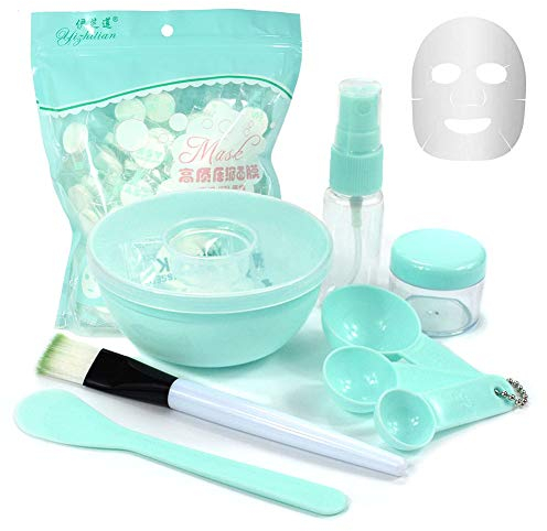 DIY Mask Tool Set, Facemask Mixing Bowl Set with 100 x Compress Mask, 9 In 1 DIY Facemask Mixing Tool Kit