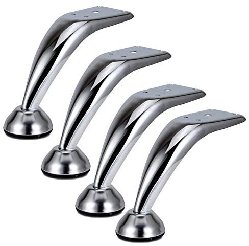 4 Pieds de Meubles,Pieds de Table Basse en Fer Chromé,Pieds de Table en Métal,Pieds de Meuble de Canapé,Pieds de Lit,Simples et Élégants, Hauteur 105 mm