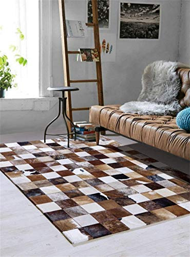 Vip Leather Nueva Alfombra de Piel de Vaca Patchwork. Diseno Exclusivo. Cod Mart A40 (90 cm x 120 cm)