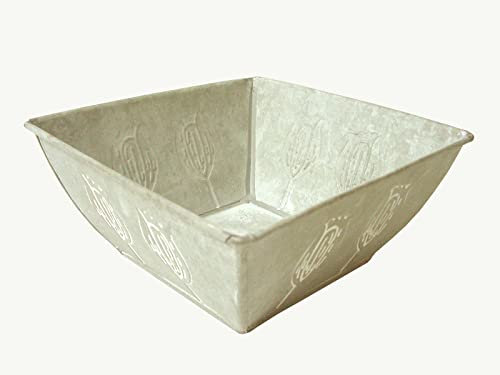 WH WORKING HOUSE MACETERO Maceta CUBREMACETAS Cuadrado Abierto Dibujo Metal Gris Mediano