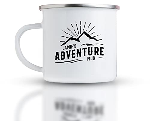 Pink Positive Personalised Campfire Adventure Mug Enamel | Daddy's Adventure Mug Father's Day Gift