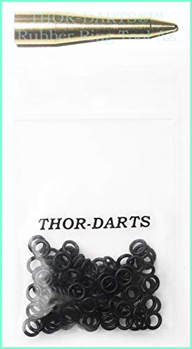 THOR-DARTS Gummiringe Aufzieher Rubber O Rings Silikonringe für 2BA Gewinde (Aluschäfte & Wechselspitzen) (100 Schwarze Premium-Gummiringe, 1 Aufzieher)