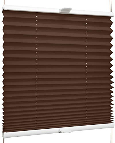 SchattenFreude Klemmfix-Plissee für Fenster | Mit Klemm-Haltern | Ohne Bohren | Braun, Breite: 145cm x Höhe: 150cm