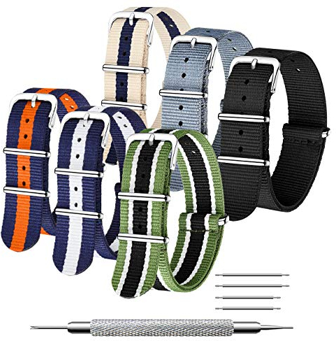 CIVO Armband Uhrenarmbänder Nylon Armband Nylon Ballistic Uhrenarmbänder 6 Packungen klare Farbe Nylon Ersatz Uhrenarmbänder für Männer Frauen Uhrenarmbänder